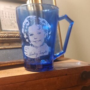 1930's Cobalt Blue Shirley Temple Glass Mug